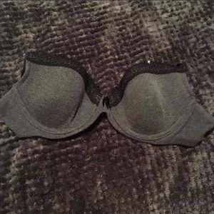 Grey and pink lace trimmed bras